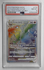 V1108: 2022: FA/CHARIZARD VSTAR: 174/172: BRILLIANT STARS-SECRET: PSA 8: NM-MT: 87502248